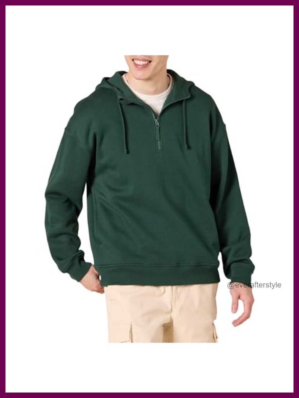 Men's Quarter-Zip Oversized Fit Hoodie Sweatshirt Brushed Fleece